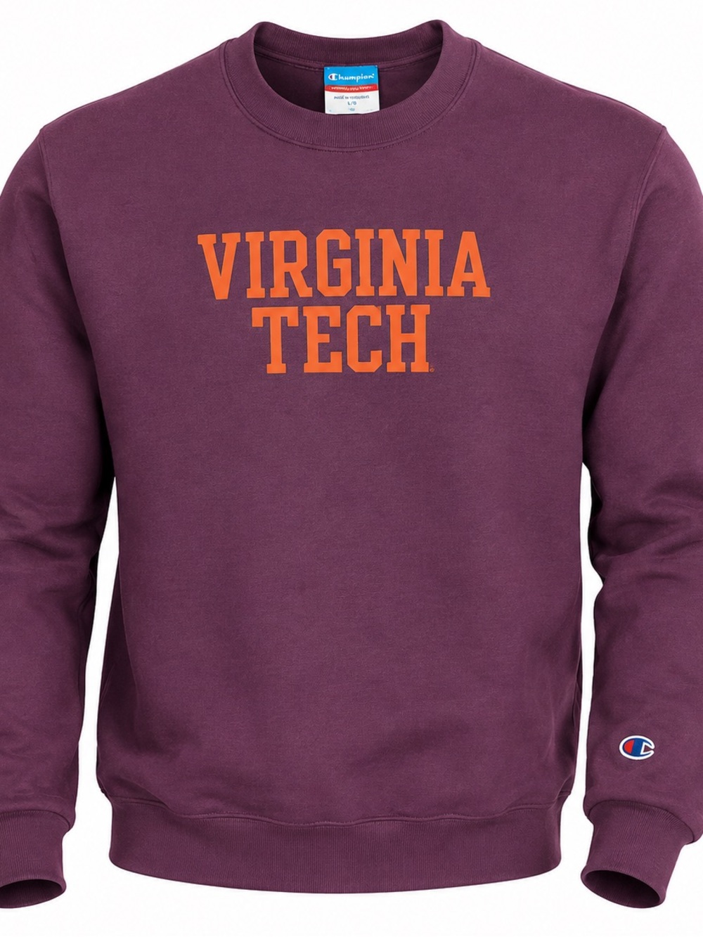 Champion Virginia Tech Embroidered Crewneck Sweatshirt Maroon M